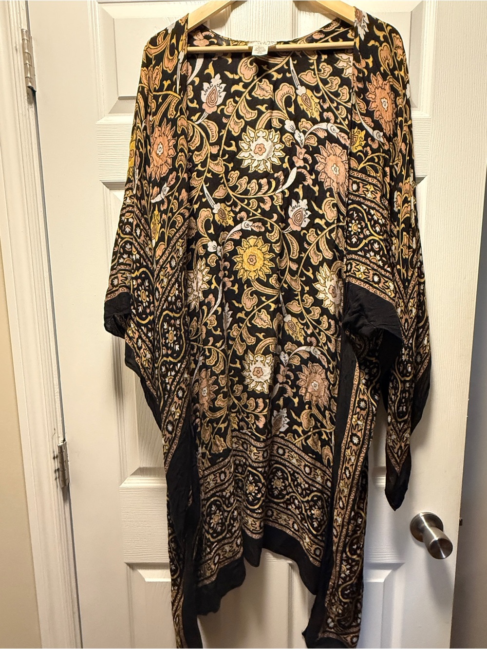 Free People Black Kimono Scarf Cardi OSFM Boho
